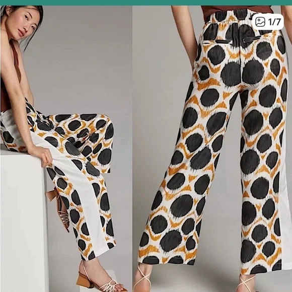 Anthropologie Maeve Wellesley geometric print pants Sz 14 - Picture 1 of 9